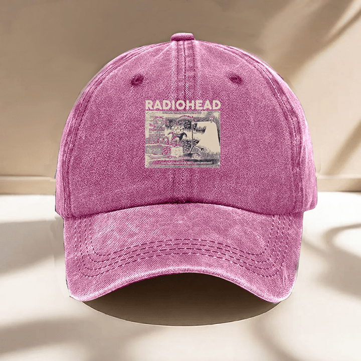 Gorra de béisbol lavada con estampado de RADIOHEAD para hombres y mujeres, ajustable, informal y versátil, ligera y cómoda, esencial para actividades al aire libre, que muestra encanto de personalidad.