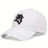 Gorra de béisbol bordada con letras de estilo gótico, visera curva para protección solar y ajustable, gorra casual transpirable para papá, sombrero deportivo para el sol para mujeres y hombres