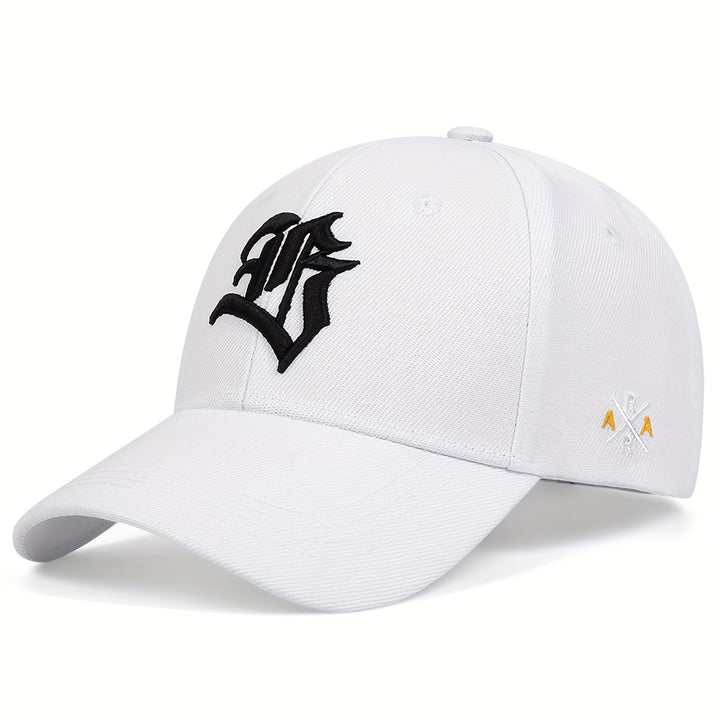 Gorra de béisbol bordada con letras de estilo gótico, visera curva para protección solar y ajustable, gorra casual transpirable para papá, sombrero deportivo para el sol para mujeres y hombres