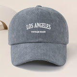 Gorra de Béisbol con Logo Los Ángeles para Hombres y Mujeres - Ajustable Snapback, Negra con Letras Blancas LOS ANGELES, Corduroy Liviano Duradero Ideal Para Ropa Casual al aire Libre o Uso Callejero Unisex