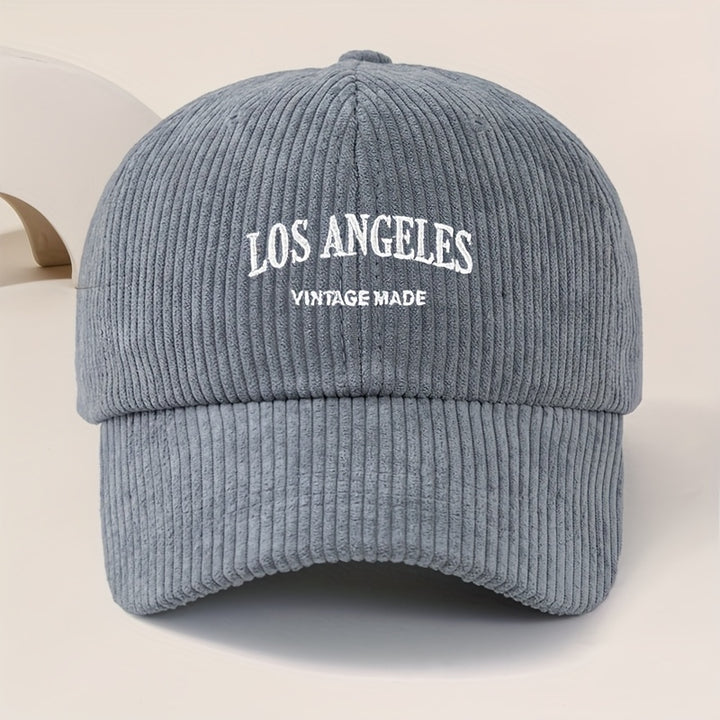 Gorra de Béisbol con Logo Los Ángeles para Hombres y Mujeres - Ajustable Snapback, Negra con Letras Blancas LOS ANGELES, Corduroy Liviano Duradero Ideal Para Ropa Casual al aire Libre o Uso Callejero Unisex
