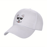 1pc Gorra de Béisbol de Poliéster con Diseño de Cara de West Highland White Terrier, Visera Ajustable y Transpirable para Hombre y Mujer, Sombrero Ligero Y2K de Moda para Parejas, Visor Solar con Ala Curva