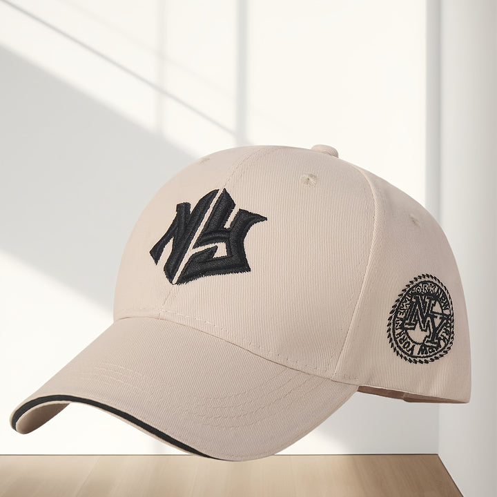 1 Gorra Trucker Hip Hop - Gorra de Béisbol Ligera y Elástica con Cierre Snapback, Letras NY Llamativas, Sombrero de Sol Unisex para Hombre y Mujer para Todas las Estaciones, Ropa Casual y Deportiva, Opciones en Negro/Blanco/Gris, Gorro Ajustable, Sombrero
