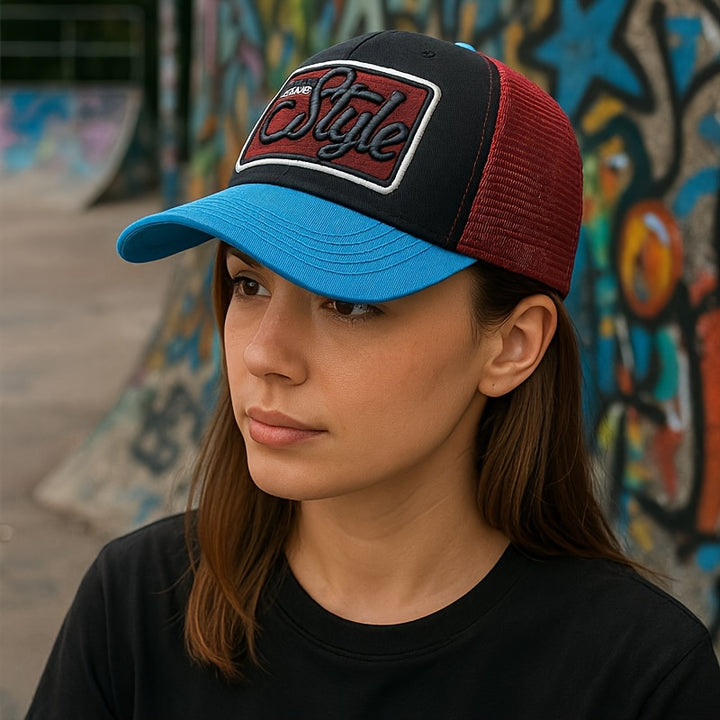 1pc Gorra de béisbol de poliéster bordada para hombre, patrón de rombos, ligera, malla transpirable, ajustada con cierre de hebilla, lavable a mano, para Año Nuevo, senderismo, fiesta, regalo - Tema navideño