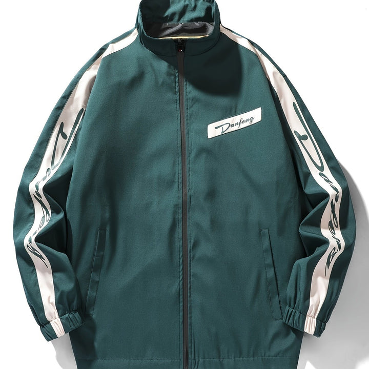 Chaqueta ligera para hombre de primavera/otoño, casual y para exteriores, con cierre de cremallera, cuello alto, detalles de camuflaje y bolsillos laterales, ideal para senderismo y uso casual