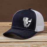 Gorra de béisbol curva con estampado de calavera y bandera de letra para hombres y mujeres, elegante sombrero de camionero para actividades al aire libre, ajustable y adecuado para camping y pesca, perfecto para correr, hacer senderismo y camping, lo conv