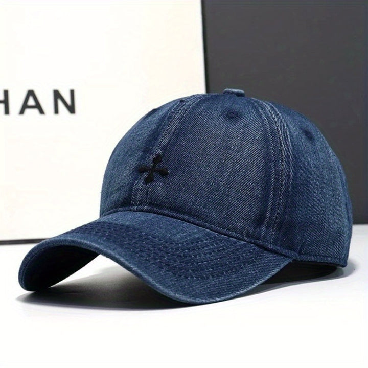 Gorra de Béisbol Estilo Coreano para Mujer - Ajustable con Cierre Snapback, Transpirable y Sin Elasticidad, Ideal para Looks Diarios y Navideños (Estilo Denim, Gorra Duckbill), Accesorio Casual Inspirado en Mezclilla, Detalles Bordados