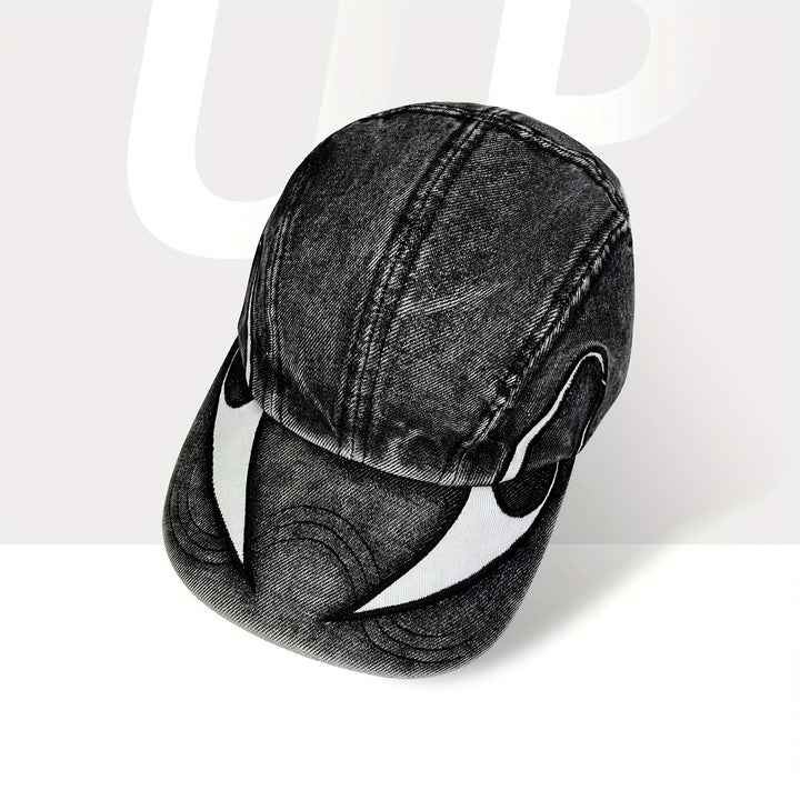 1 gorra de béisbol lavada americana con bordado doble cara de llamas para hombres y mujeres, gorra unisex ligera de estilo hip-hop con ala ancha y pico de pato, ideal para primavera/otoño