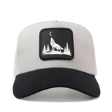 Gorra Trucker para Hombre y Mujer con Lobo Aullando a la Luna y Árboles de Pino - Gorra Ajustable de Malla Transpirable con Diseño 3D de Lobo y Cielo Nocturno, Gorra Ligera de Verano para Exteriores, Ideal para Pesca, Uso Casual, Regalos de Navidad/Día de