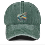 Gorra de béisbol 100% algodón con diseño de mosca seca en azul y gris, ajustable, ala curva ligera, protección solar para exteriores, solo lavado a mano, sombrero para el sol