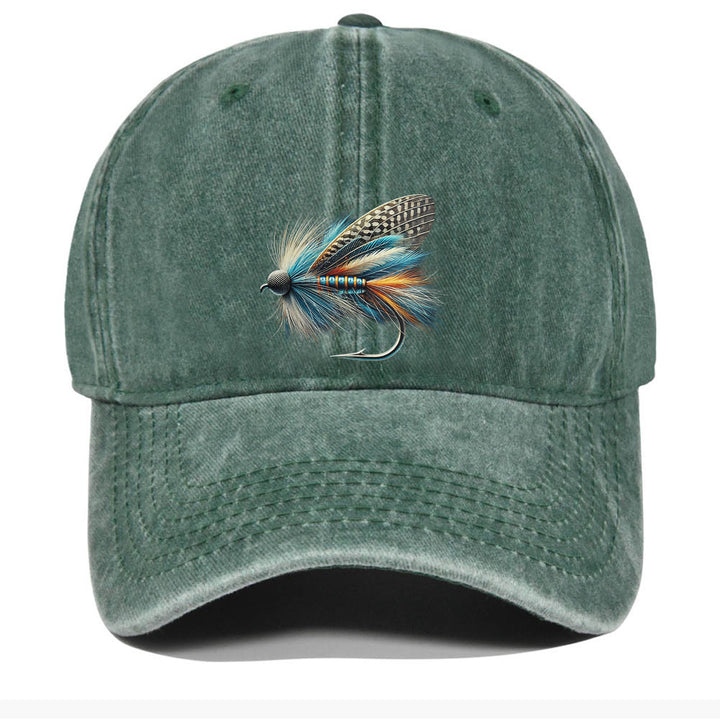 Gorra de béisbol 100% algodón con diseño de mosca seca en azul y gris, ajustable, ala curva ligera, protección solar para exteriores, solo lavado a mano, sombrero para el sol