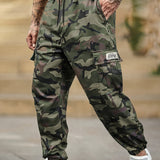 Pantalones Deportivos Casuales para Hombre con Estampado de Camuflaje - Cintura Elástica y Tobilleras Dobles, Ajuste Regular con Múltiples Bolsillos, Lavables en Máquina para Gimnasio, Correr, Atuendo Casual, Tejido No Elástico