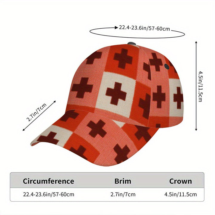 1 gorra ajustable Snapback con estampado de tablero de ajedrez 2D - Patrón ajedrezado completo (frente/tras), diseño vibrante para deportes al aire libre, running, uso casual y eventos de Halloween/Navidad/Acción de Gracias - Gorra de poliéster para todos