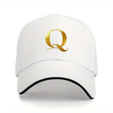 Gorra de béisbol ajustable para hombre y mujer - Ligera y transpirable, estampado dorado con 'Q', perfecta para deportes al aire libre y uso casual, regalo ideal para todas las estaciones