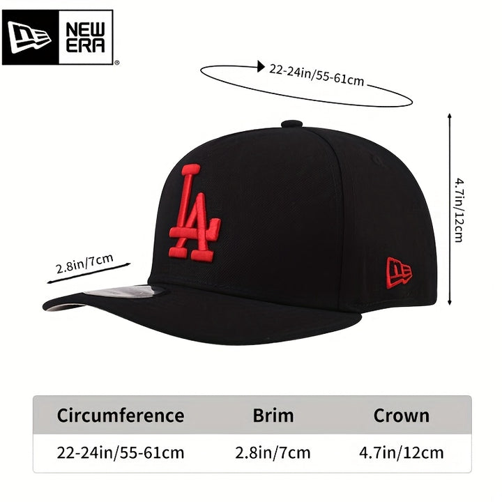 Gorra de camionero New Era Black Hard Top con letras de LA - Snapback ajustable, ligera y cálida, diseño deportivo unisex para hombres y mujeres, perfecta para actividades al aire libre