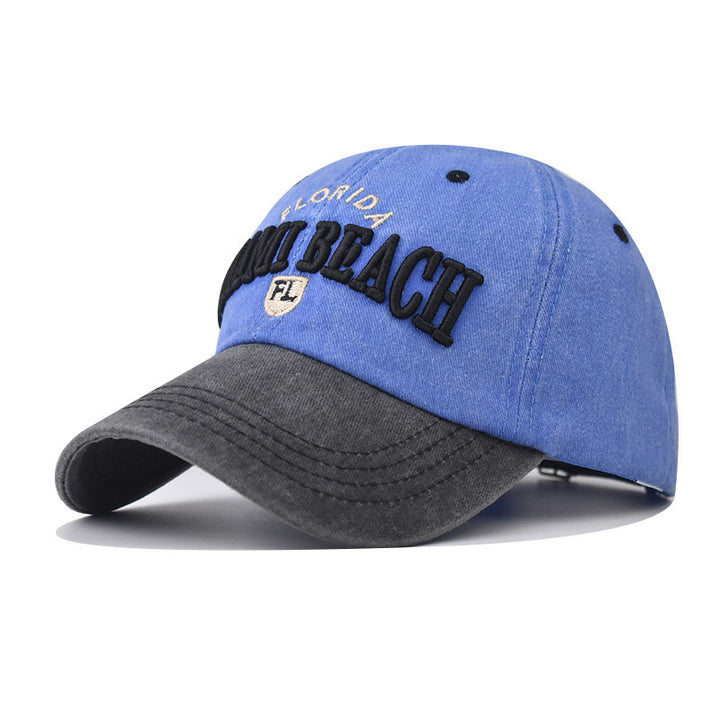 Gorra de béisbol ajustable con visera para hombre y mujer - Miami Beach Florida, 3D adornada, retro, con aspecto desgastado, gris oscuro, diseño estructurado de seis paneles, sombrero de playa casual para salidas diarias, Navidad y eventos temáticos de Fl