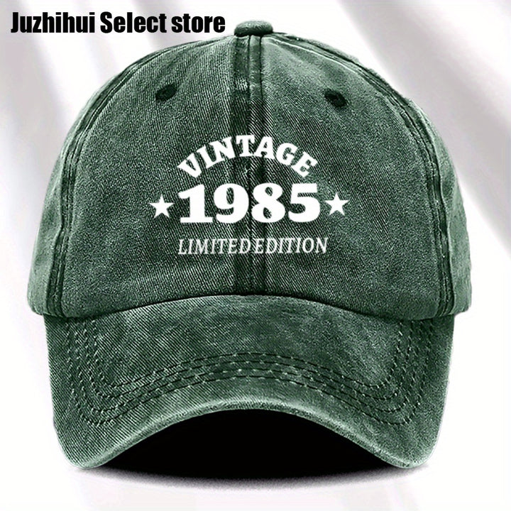 1 gorra de béisbol retro para mujer, edición limitada 1985, ajustable, ligera y desgastada, con visera curva, estilo urbano impreso, ideal para viajes, uso casual y diario