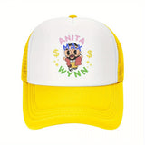 Gorra de Papá Anita Max Wynn - Snapback Ajustable, Gorra de Béisbol de Malla Transpirable con Visera Rosa y Diseño de Personaje de Dibujos Animados, Lavable a Máquina
