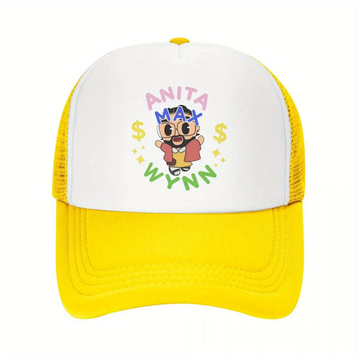 Gorra de Papá Anita Max Wynn - Snapback Ajustable, Gorra de Béisbol de Malla Transpirable con Visera Rosa y Diseño de Personaje de Dibujos Animados, Lavable a Máquina