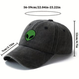 Gorra de béisbol unisex MAKEFGE con bordado de alienígena verde - Tejido ligero, protección solar, ajuste Snapback, diseño transpirable de 6 paneles para camping, viajes, uso casual (/Gris oscuro/Rosa/Azul marino), accesorio de cabeza para exteriores, ala