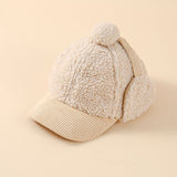 Gorra de Béisbol Forrada con Vellón para Protección Cálida de Orejas Unisex para Edades 3~7 Años