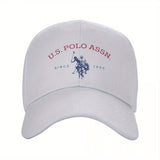 Gorra de béisbol ajustable U.S. Polo Assn. Since 1890, con protección solar, estilo deportivo clásico, 1 unidad en poliéster blanco con estampado rojo y azul, ideal para actividades al aire libre, regalo perfecto para hombres y mujeres