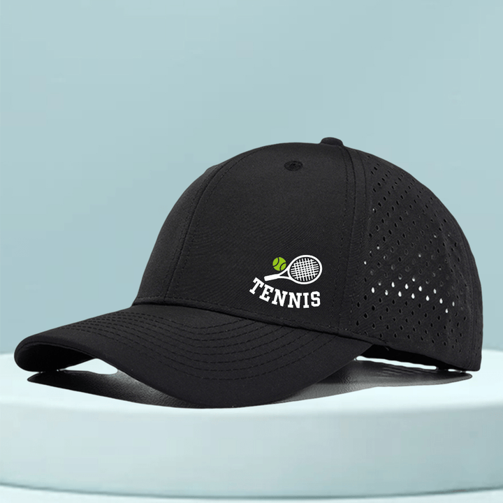 1 Gorra de Tenis de Secado Rápido para Hombre con Raqueta de Tenis y Estampado de Tenis - Parte Trasera de Malla Transpirable, Ajuste Estructurado para Tenis, Golf, Running, Deportes al Aire Libre - Sombrero Casual Ligero para Hombre, Diseño Deportivo, Co