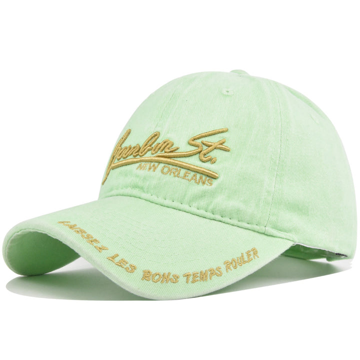 Gorra de béisbol para mujer New Orleans Bourbon St. con adornos - Snapback ajustable, sombrero bordado 3D con ajuste no elástico para Mardi Gras, festivales de jazz y outfits casuales - Diseño de Bourbon St. en, Verde, Rosa, Marrón, Azul Marino, Rojo, Gri