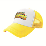 Sombrero de camionero para Subways Surfers unisex - Espalda de malla ajustable, diseño de dibujos animados vibrante, amarillo y blanco, perfecto para el verano, la pesca y las actividades al aire libre, calzado ajustable | Gorra gráfica vibrante | Sombrer