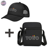 Totto Set de Bolso Bandolera 2 en 1 y Gorra de Béisbol - Bolso Ajustable Unisex con Gorra de Logo a Juego, Diseño de Logo Golden-Toto (Sin Herrajes), Combo Casual para Hombres y Mujeres, Uso Diario, Esenciales de Viaje, Ropa Deportiva
