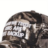 Gorra de Béisbol Ajustable para Mujer AR - EN DIOS CONFÍAMOS & Las Armas Son Solo Respaldo, Sombrero Camuflaje para Viajes de Primavera/Otoño, Playa, Ropa Casual, Accesorio con Letras Atrevidas