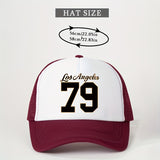 1 Gorra de Malla Estampada Los Ángeles 79 para Todas las Estaciones, Sombrero de Béisbol Unisex Transpirable Ajustable con Visera Curva para Golf y Moda Veraniega para Mujeres, Gorra de Camionero Y2K para Parejas, Gorra de Papá