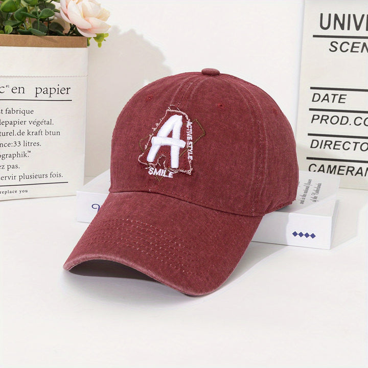 Gorra de béisbol unisex con bordado de la letra A - Gorra ligera de streetwear con visera ajustable, diseño transpirable de seis paneles y visera curva para hombres y mujeres, outfits casuales y formales (Negro, Marrón, Azul Marino, Gris, Blanco), accesor