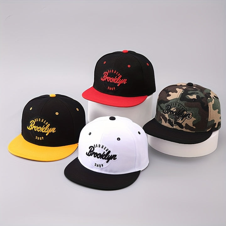 1 unidad Gorra de basquetbol ajustable para hombres, diseño Brooklyn New York, 100% poliéster, negro/blanco/amarillo/rojo/camuflaje, gorra casual hip-hop para primavera otoño, viaje, playa y fiesta