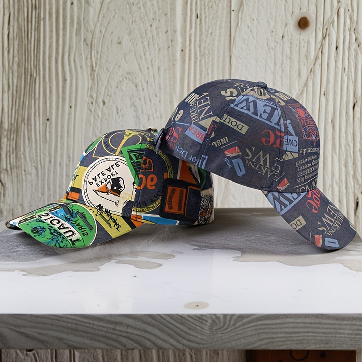 Gorra de Béisbol Unisex Ajustable y Plegable con Estampado de Paisaje Urbano y Graffiti - Sombrero Plegable para Todas las Estaciones para Hombres y Mujeres, Estilo Casual para Viajes al Aire Libre, Estilo Icónico (Lavable a Mano)
