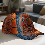 1pc Gorra de Béisbol Ajustable de Poliéster con Estampado de Baloncesto Fusión 2D de Fuego y Agua - Diseño de Cuerpo Completo, Ideal para Deportes, Moda Urbana y Carreras al Aire Libre, Diseño Funky,Ajuste Cómodo,Material Transpirable,Seguidores de Tenden