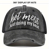 Gorra de béisbol desgastada para mujer con agujero para cola de caballo - Gorra ajustable de snapback para camioneros, ligera y no elástica, ideal para uso diario y Navidad, atuendos casuales, fiestas - Fácil de estilizar con colas de caballo o moños, acc