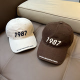 Gorra de Béisbol Retro Americana 1987 Unisex Lavada con Visera Suave y Ancha para Mujer, Acentúa el Rostro Casual