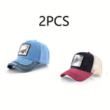 2pcs Gorras de Béisbol Ligeras para Hombre - Ajuste Snap-Fit ( y ) Estilo Trucker con Motivos Ecuestres e Inspiración Western, Diseño en Seis Paneles Ideal para Looks Casuales o Temáticos - Ropa Duradera