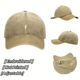 Gorra de béisbol bordada de rayo, unisex, transpirable, hebilla ajustable, algodón puro, lavable a mano, patrón geométrico, adecuada para fiesta de soltero, sombrero ligero tejido con tema de bandera