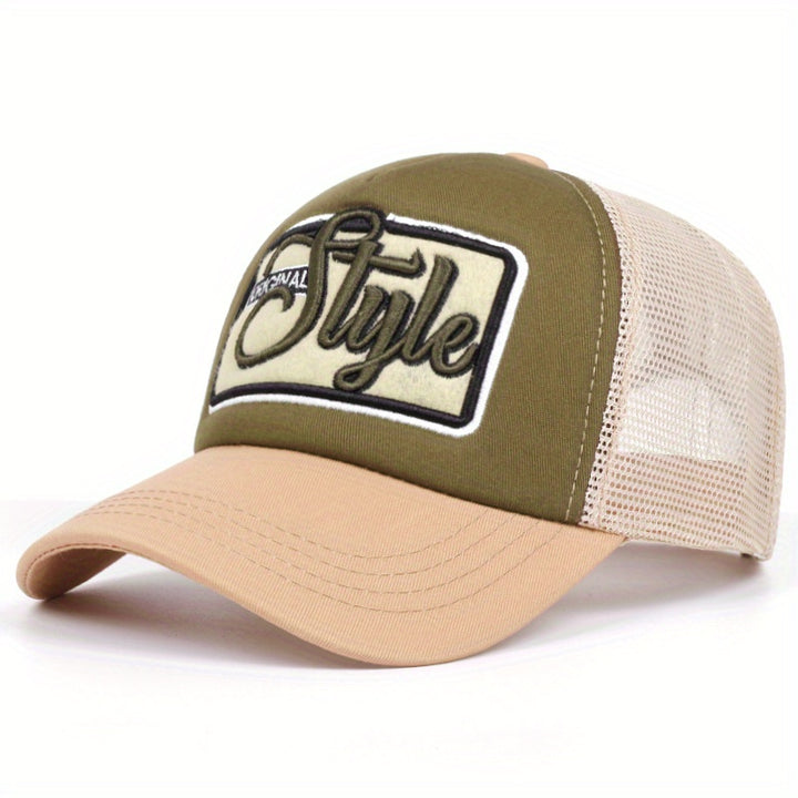 1pc Gorra de béisbol de poliéster bordada para hombre, patrón de rombos, ligera, malla transpirable, ajustada con cierre de hebilla, lavable a mano, para Año Nuevo, senderismo, fiesta, regalo - Tema navideño