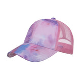 Gorra de Béisbol con Estampado Tie-Dye y Malla Bordada para Hombre y Mujer, Ideal para Primavera y Verano
