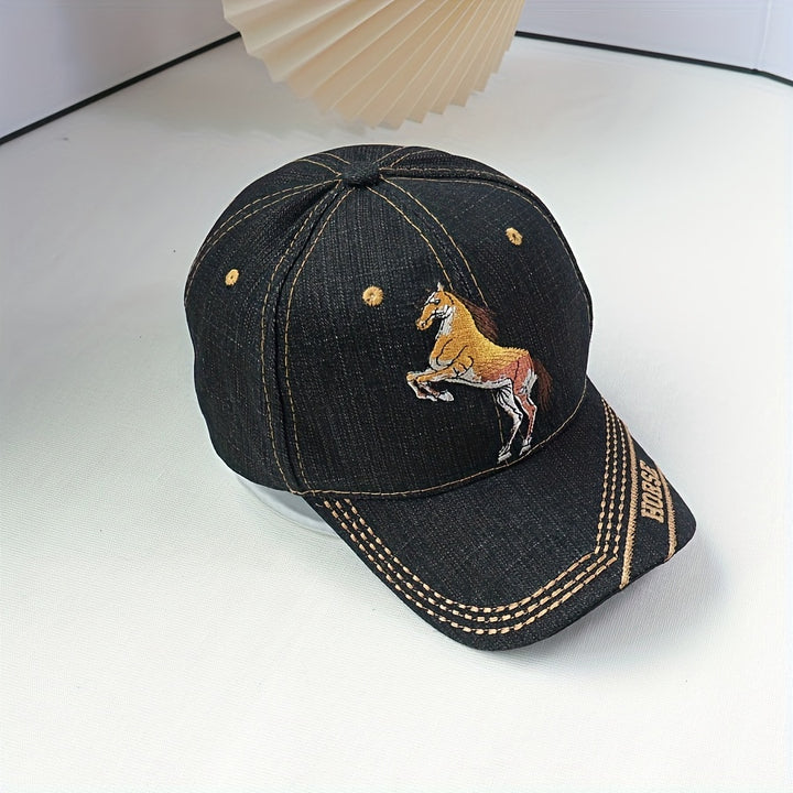 1 gorra de béisbol para hombre con bordado de animales, gorra con visera ajustable y transpirable para deportes al aire libre casuales