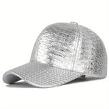 Gorra de Béisbol de Cuero Sintético con Relieve de Cocodrilo Negro Premium - Estilo Urbano Hip Hop, Protección Solar, Ligera y Lavable a Mano
