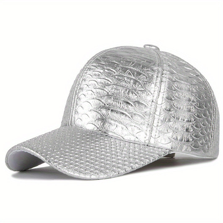 Gorra de Béisbol de Cuero Sintético con Relieve de Cocodrilo Negro Premium - Estilo Urbano Hip Hop, Protección Solar, Ligera y Lavable a Mano