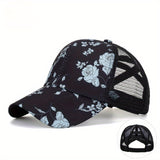 1 Gorra de Béisbol Negra Estampada con Visera, Sombrero Casual para Vacaciones y Exteriores