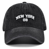 1 Gorra de béisbol de mezclilla New York 09 con estilo de logo de ciudad retro americana | Imprescindible para entusiastas de la moda retro y seguidores del estilo urbano, salidas diarias, atuendos de escena urbana, ajustable, cierre a presión