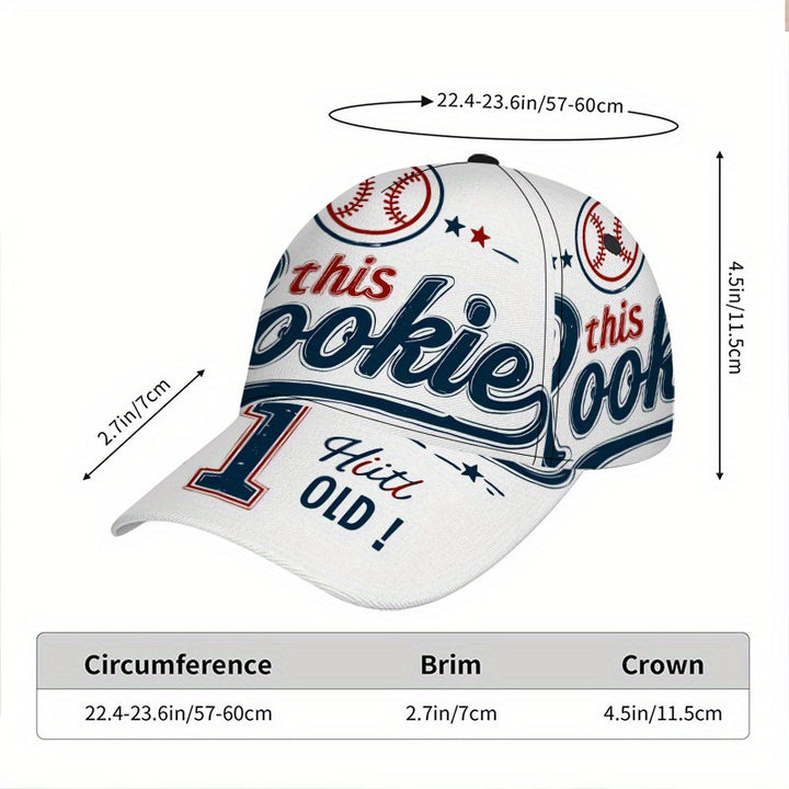 1pc Gorra Ajustable Snapback de Poliéster con Diseño Completo, Estampado Vibrante, Ideal para Deportes, Running y Moda Urbana - Celebración de Cumpleaños Rookie 2D