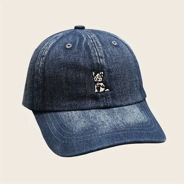 Gorra de béisbol unisex bordada con diseño de cachorro, 100% algodón, lindo patrón de animal, ajuste ajustable, ligera, tela no elástica, con lavable a máquina para sombrero deportivo para todas las estaciones.
