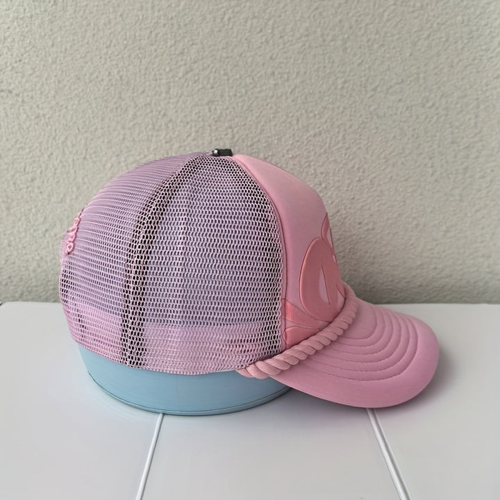 Gorra de béisbol ligera y ajustable con grafiti dibujado a mano y tema de películas - Espalda de malla transpirable, cierre de snapback, gorra de papá de ropa de calle hip hop para adolescentes, atuendos casuales, accesorio de moda, bordado de moda, eq...